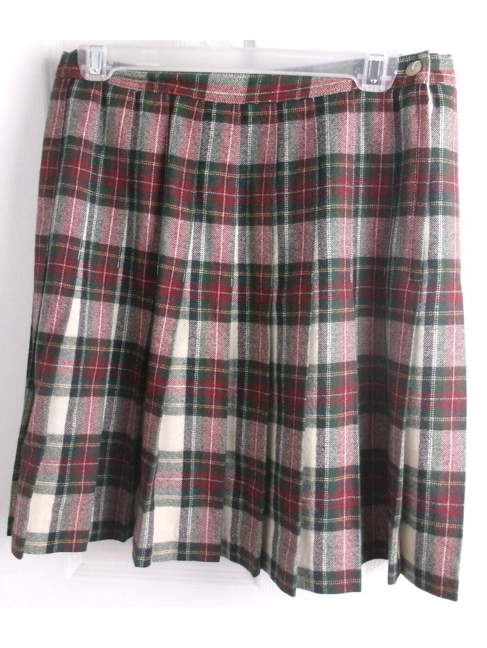 Vintage Giorgio Sant'Angelo 100% Wool Plaid Pleated Skirt Lined